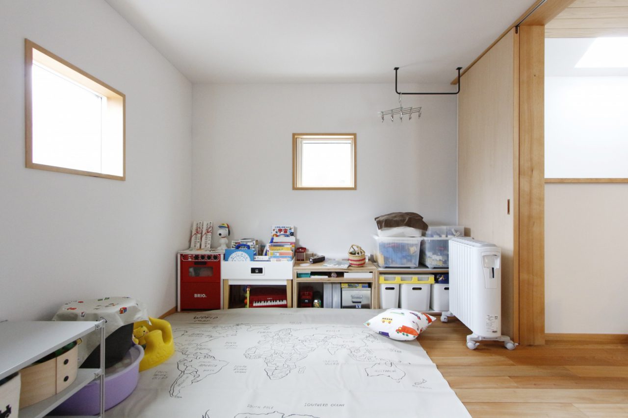 将来的には間仕切りをして２部屋にもできる子ども部屋