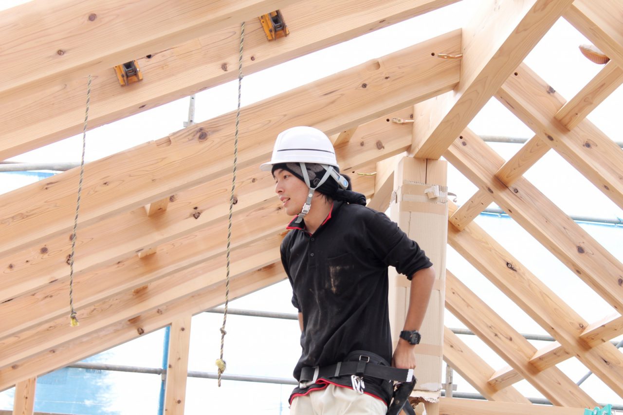 つむじ「3階建てドミノ住宅」上棟時の様子(加瀬大工)