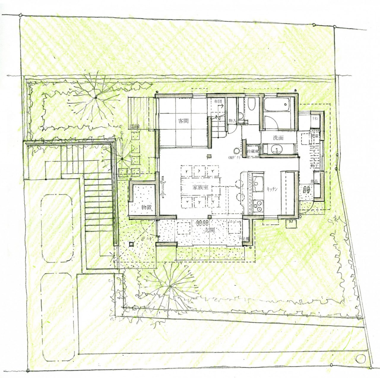 建築家 田中敏溥さんの直筆プラン　１F
