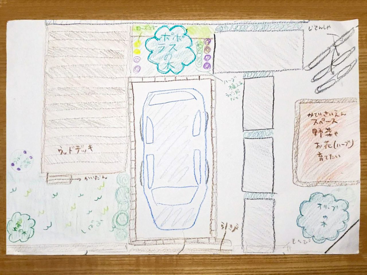 娘さんが小学生の頃に描いた庭のスケッチ。