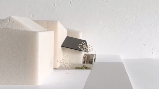 通り沿いから見える下屋(模型)