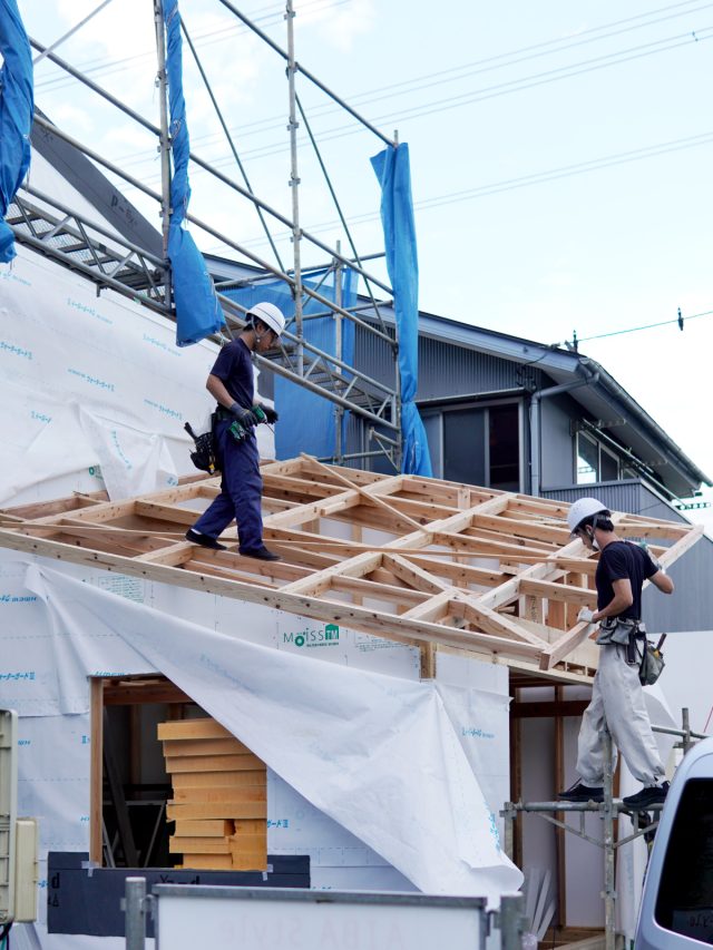 実際の屋根の組み上げ