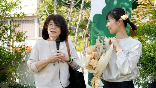 かんなブーケを製作してくださった小川さんにもご挨拶いただきました