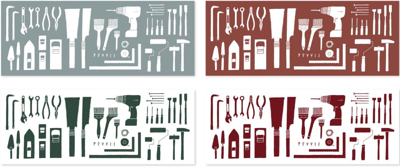 インパクトドライバーのイラストにひっそりと『わざわ座』のロゴが入っています