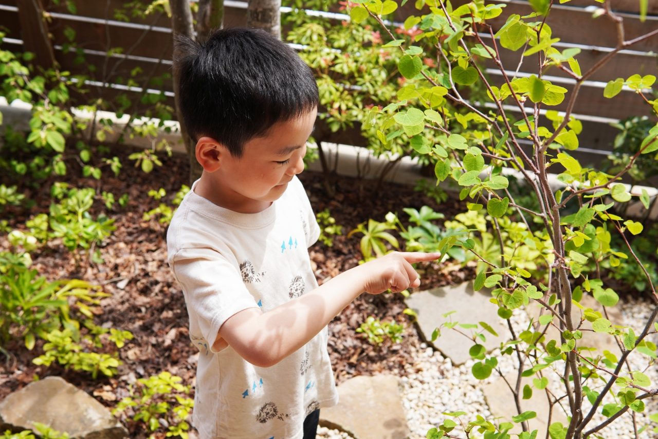 庭で過ごすのが好きというお兄ちゃん