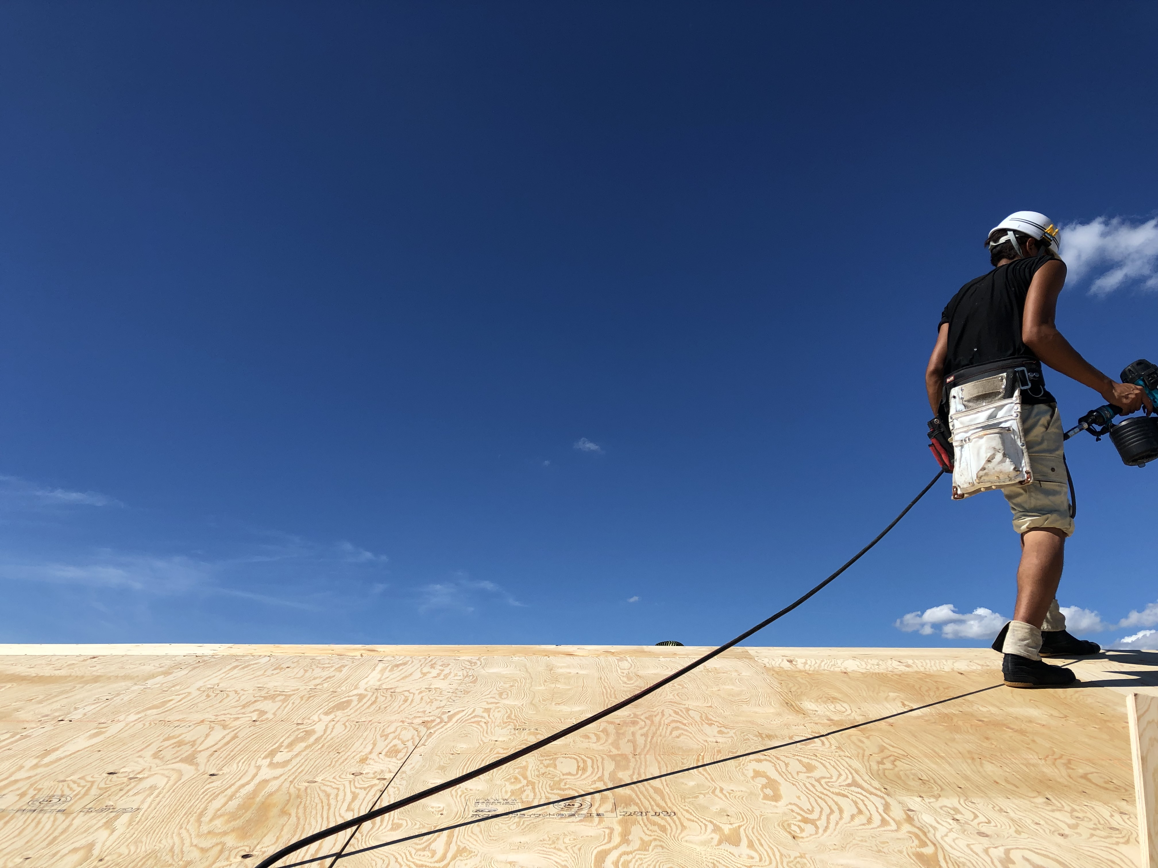 木造施設の工事中