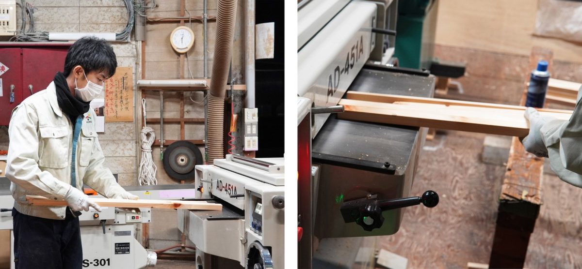 木材を加工している様子