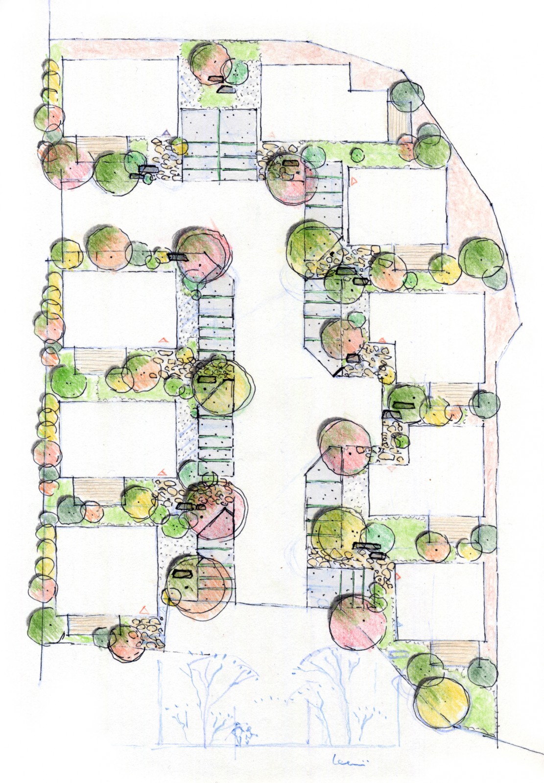 ソーラータウン八国山全体の植栽図