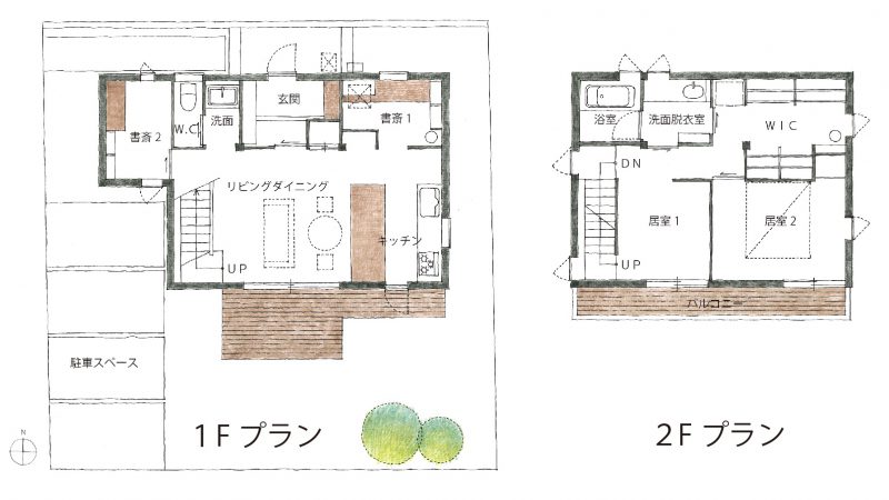 1階：44.71㎡（13.5坪）　2階：39.74㎡（12.0坪）　延床：84.45㎡（25.5坪）