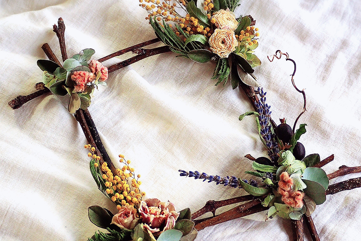 【中止】「春のドライフラワーと枝のフレーム」