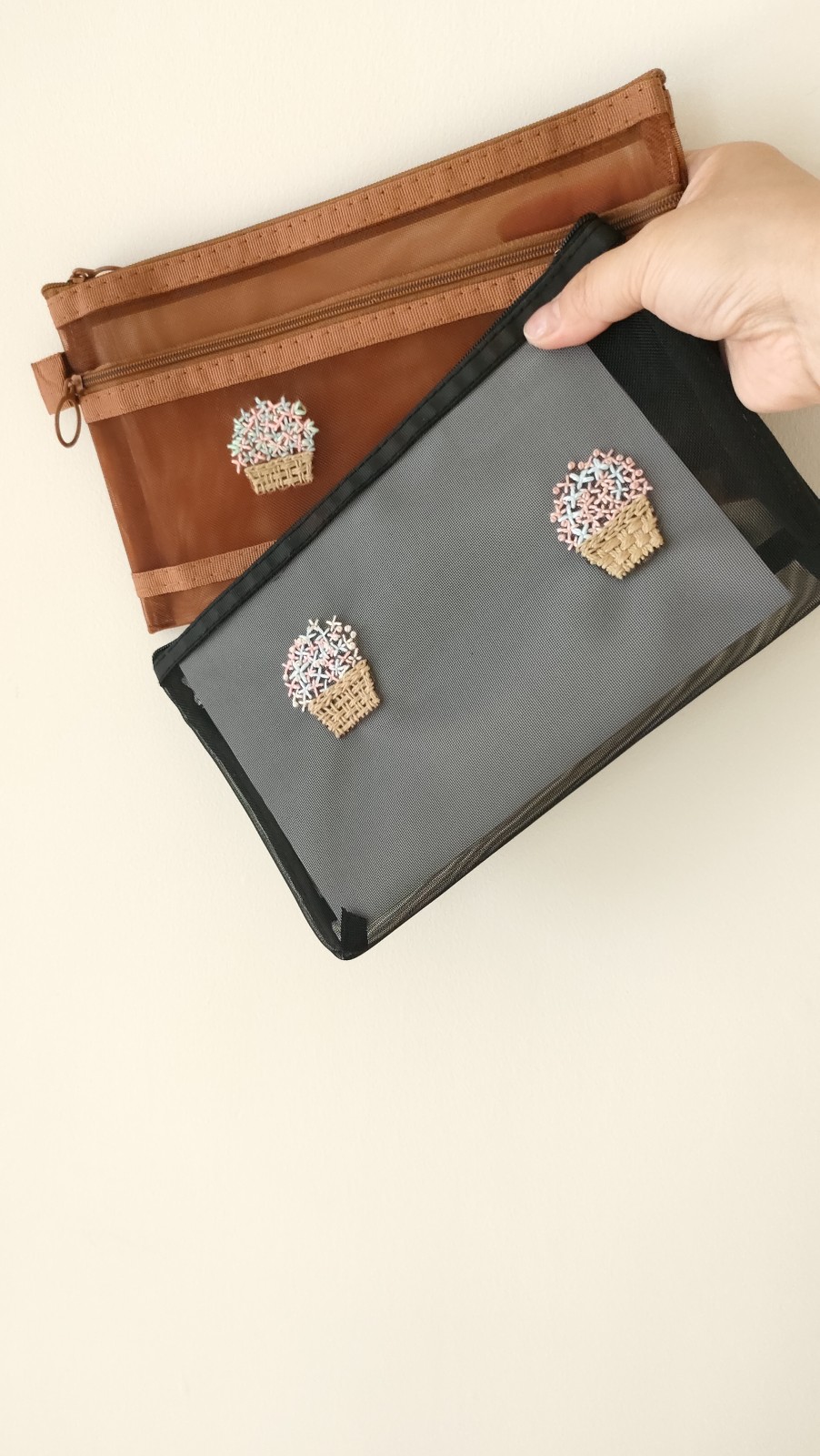 刺繍デザイン「紫陽花の花かご」