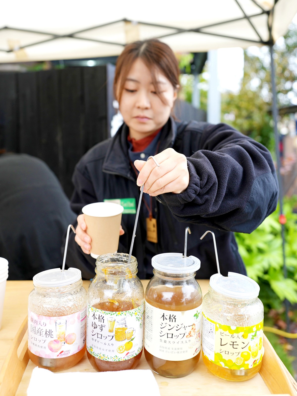 シロップはジンジャーや桃などいろいろあります！