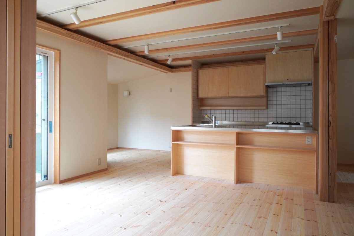 キッチンが部屋の中心のLDK