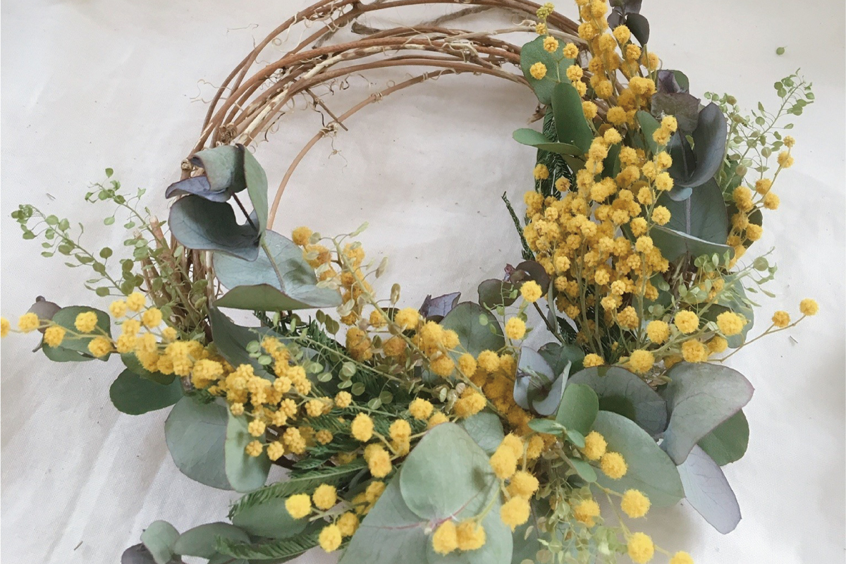 ドライミモザのハーフリース作り（終了）