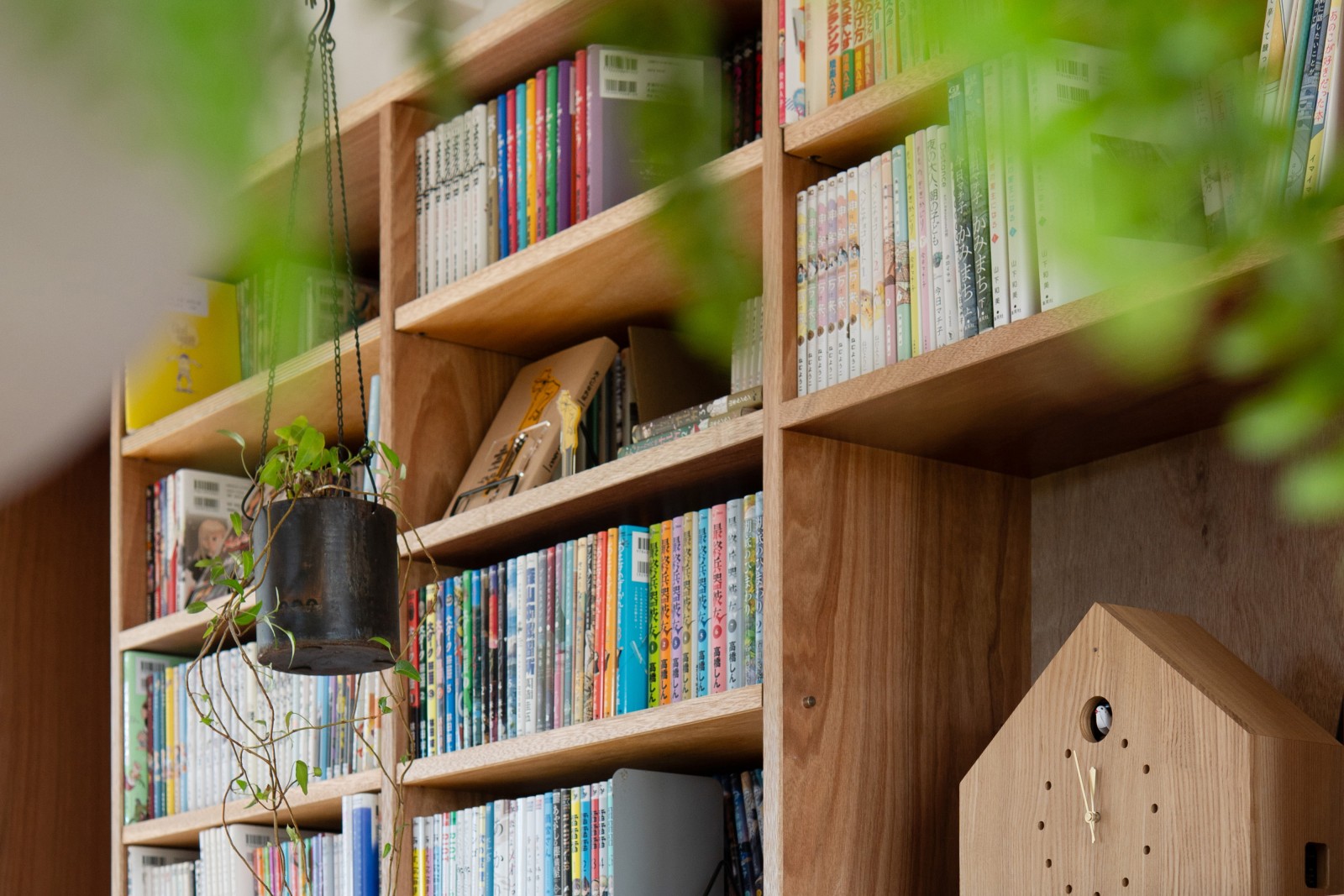趣味の本と緑に囲まれた癒しのひと時を過ごす